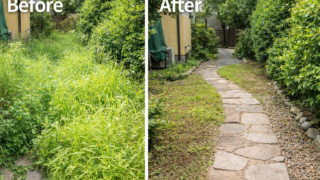 【施工事例】草刈り・除草で庭がスッキリ｜伸び放題の雑草をリセット（サンプル）